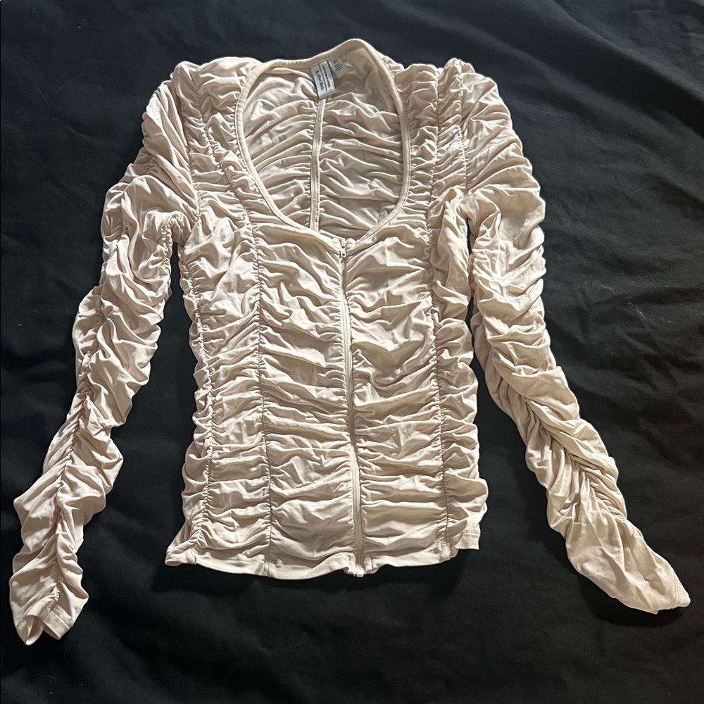 & Other Stories Cream Ruched Blouse